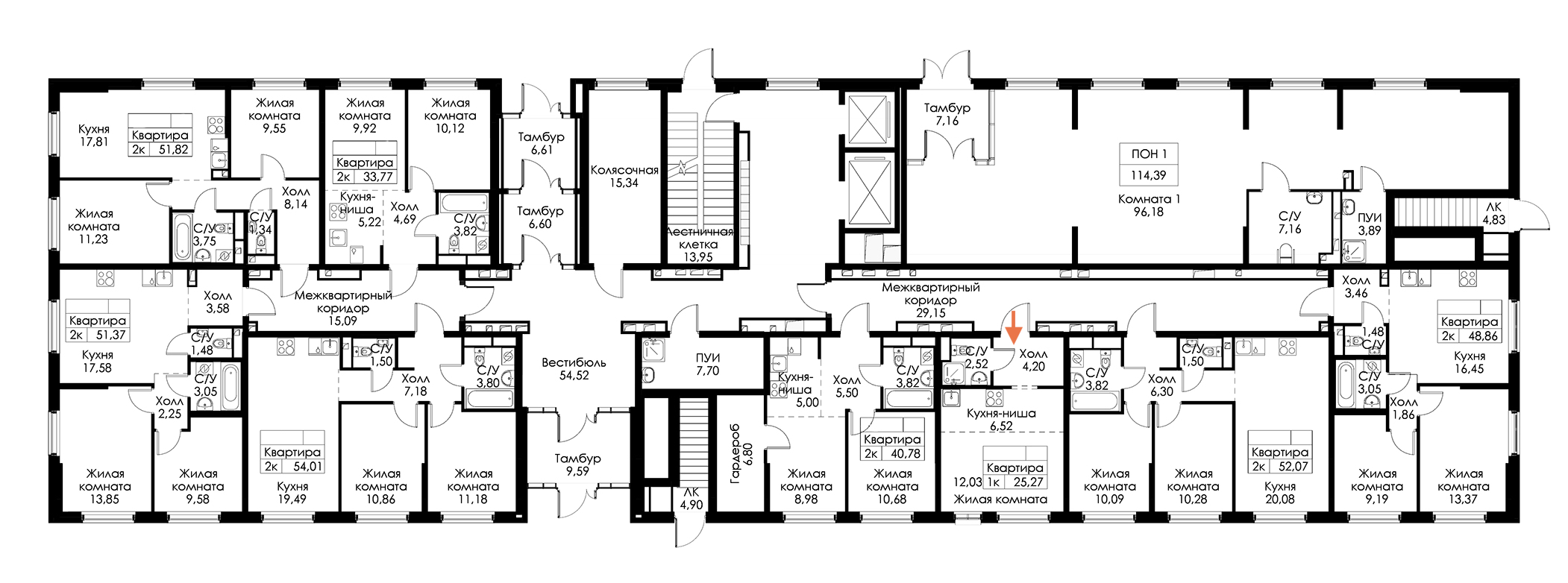 Квартира студия 25.27 м², 1/15 эт., ЖК «Янинский лес»